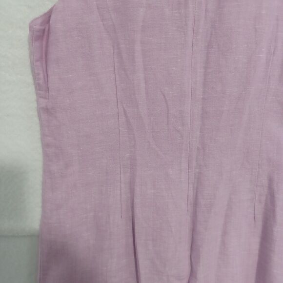 Talbots Size 8 Sleeveless Linen Cotton Sheath Dress Embroidered Neck Lavender - Picture 5 of 8